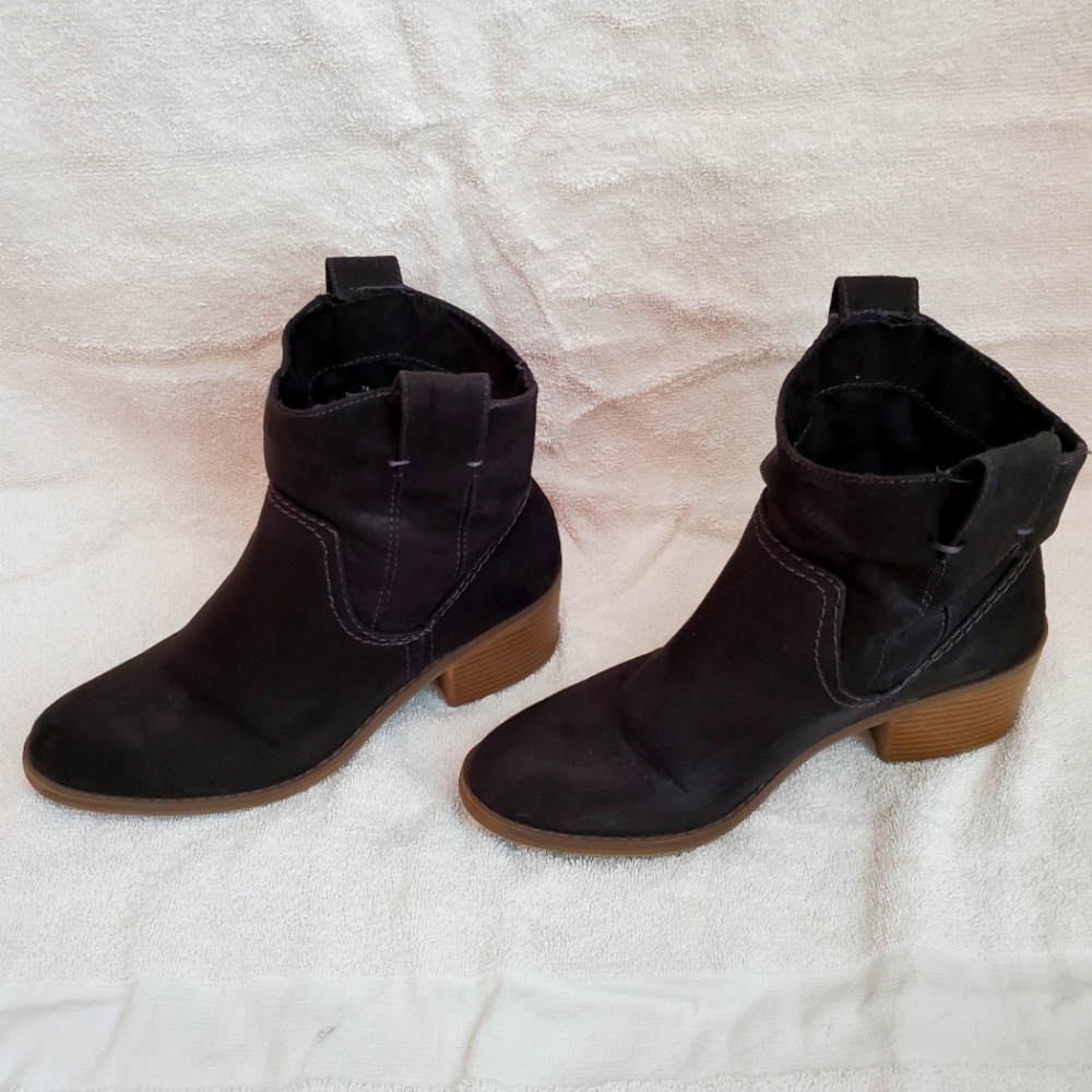 Black suede boots.